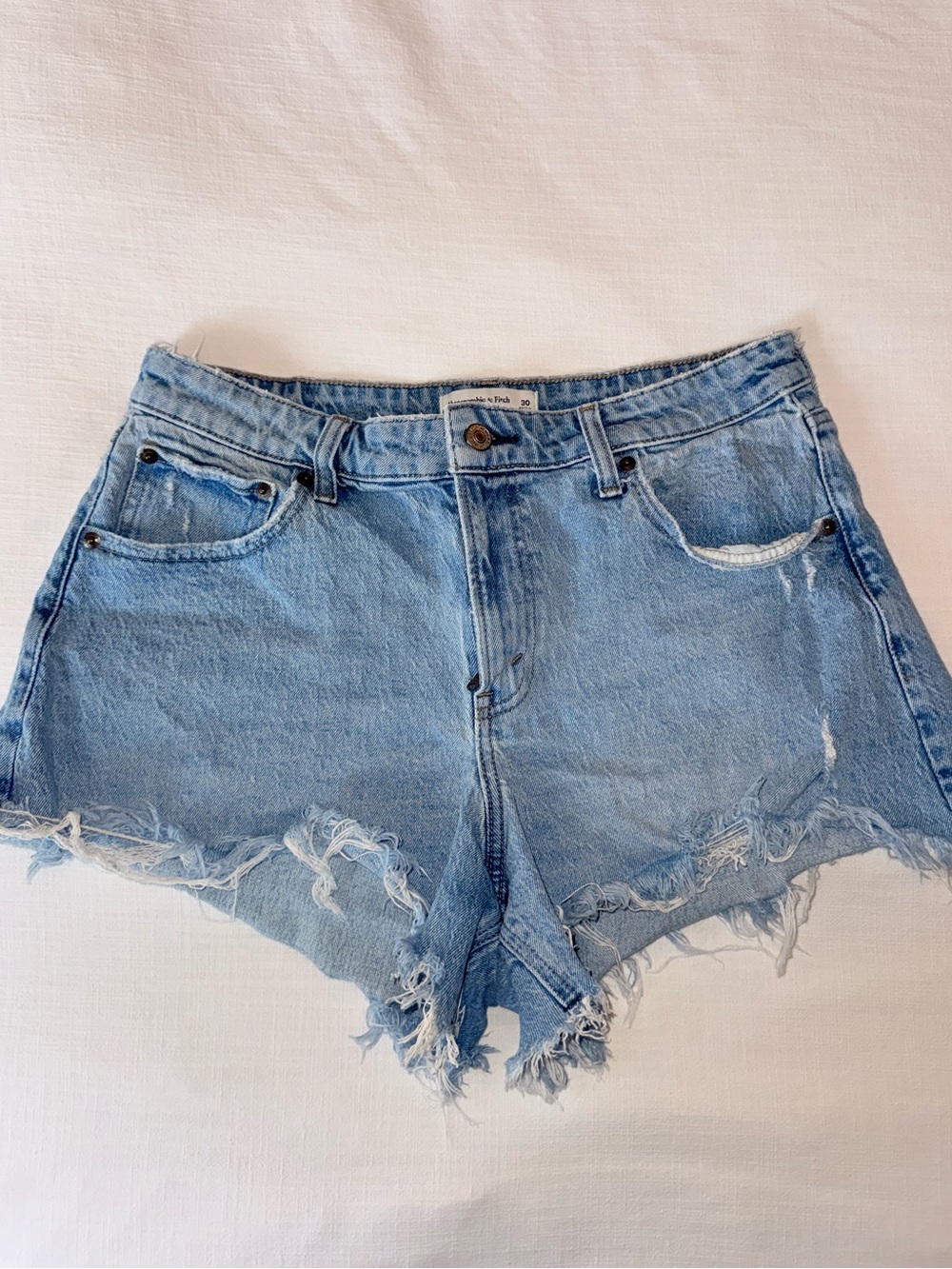 Abercrombie & Fitch Light Blue Distressed Denim Women’s Shorts